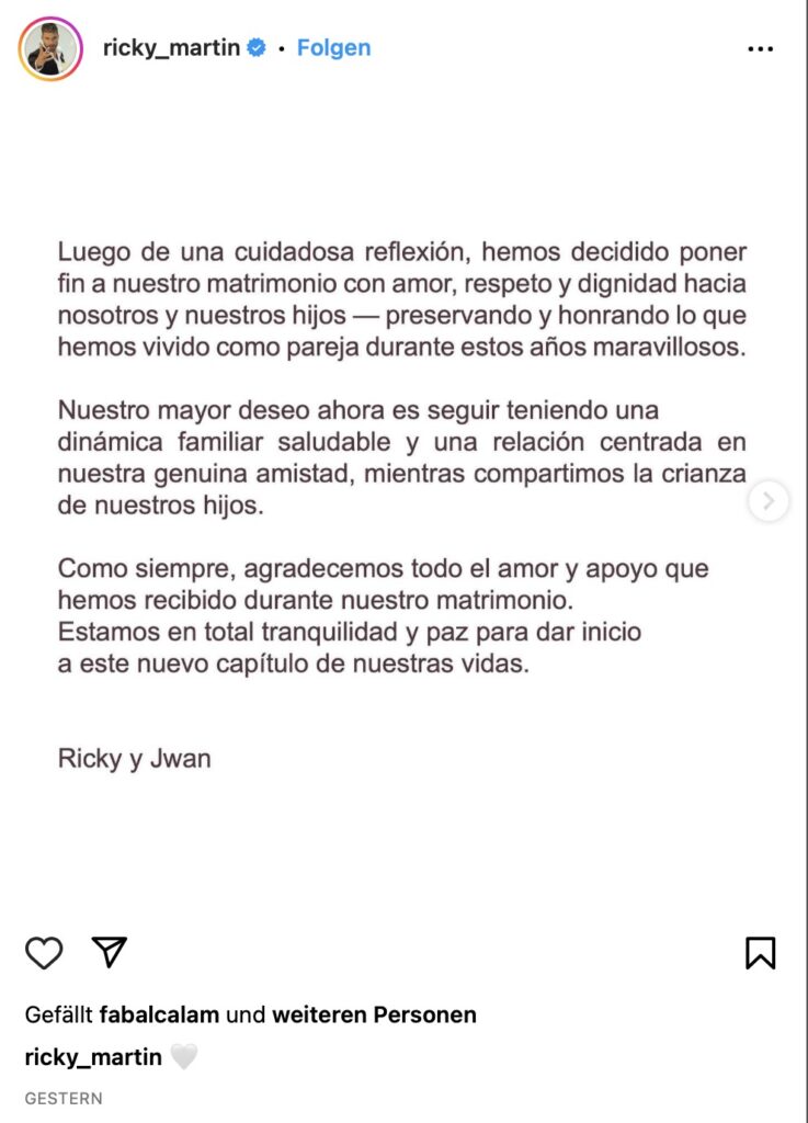 Ricky Martin ©Instagram/ricky_martin
